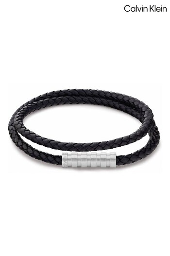Calvin Klein Jewellery Gents Leather Braided Family Black Bracelet (D44028) | £79