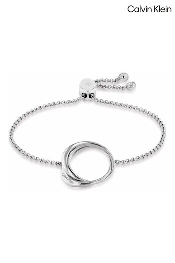 Calvin Klein Jewellery Ladies Silver Tone Stainless Steel Warped Family Bracelet (D44032) | £79