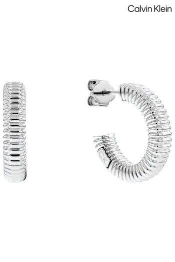 Calvin Klein Jewellery Ladies Silver Tone Stainless Steel Playful Repetition Earrings (D44045) | £59