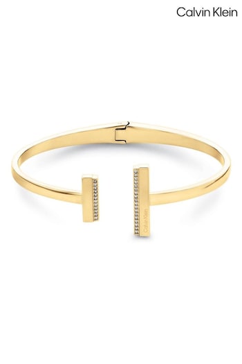 Calvin Klein Jewellery Ladies Gold Tone Stainless Steel Minimal Linear Family Bangle (D44053) | £119