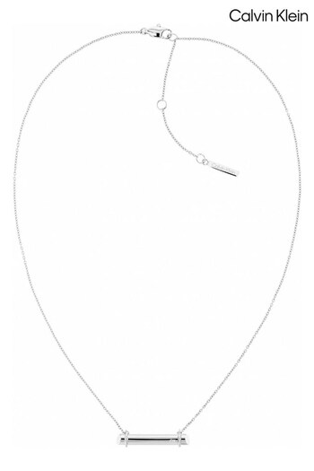 Calvin Klein Jewellery Ladies Silver Tone Stainless Steel Elongated Linear Necklace (D44069) | £79