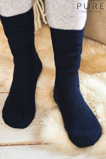 Pure Collection Blue Cashmere Socks (D44423) | £42