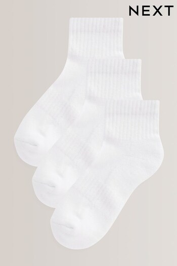 White 3 Pack Cushioned Mid Height Socks (D44675) | £6 - £8