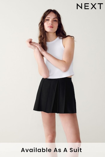 Black Tailored Pleated Mini Skirt (D44745) | £22