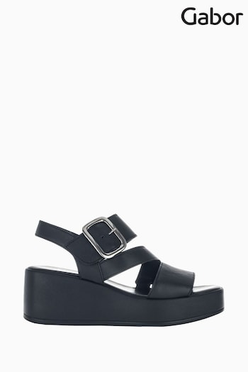 Gabor Java Leather Strap Black Sandals (D44751) | £95