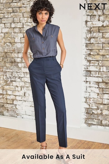 Navy Blue Tailored Stretch Slim neri Trousers (D44794) | £22