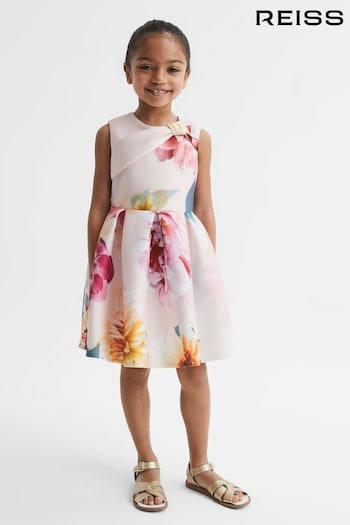 Reiss Pink Emily Junior Scuba Floral Printed Dress (D45364) | £50