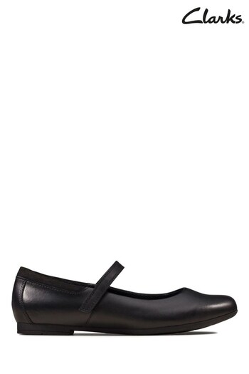 Clarks Black Multi Fit Leather Scala Dawn Shoes (D45398) | £44