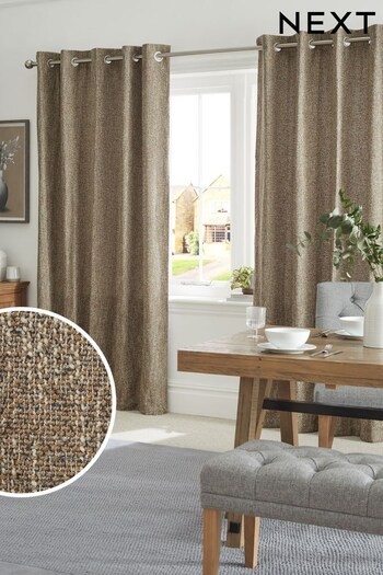 Sand Bobble Texture Eyelet Lined Curtains (D45437) | £65 - £155