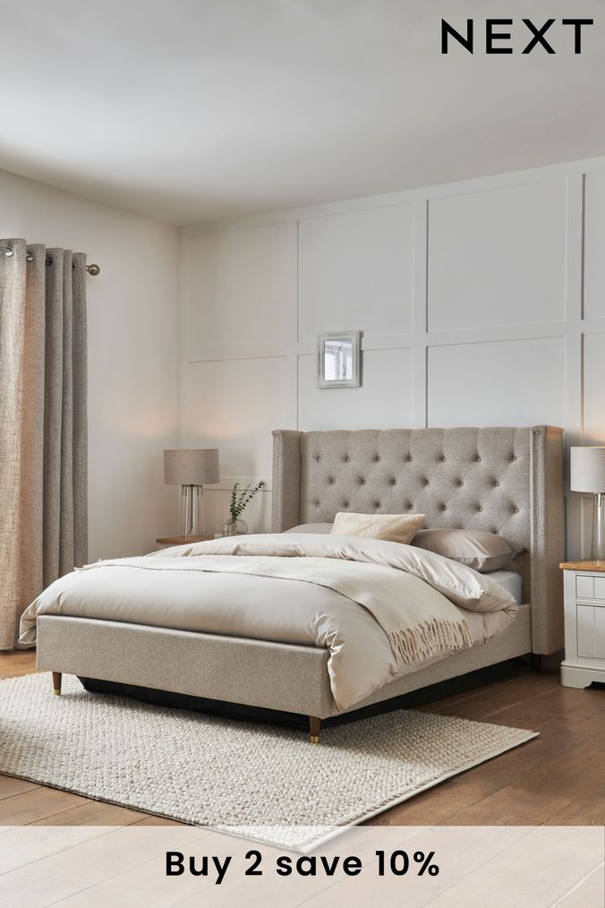 Wool Blend Stone Grayson Upholstered Ottoman Storage Bed Frame (D45467) | £899 - £1,099