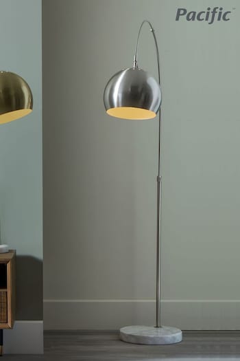 Pacific Silver Feliciani Brushed Metal And Marble Floor Lamp (D45473) | £249.99