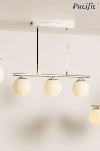 Pacific White Asterope 3 Orb And Chrome Metal Ceiling Light Pendant (D45476) | £170