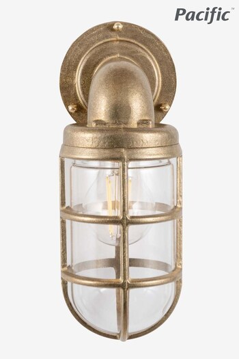 Pacific Antique Brass Lupin Caged Hanging Outdoor Wall Light (D45479) | £160