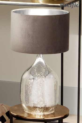 Pacific Silver Stellar Mercurial Glass Dual Light Table Lamp (D45485) | £100