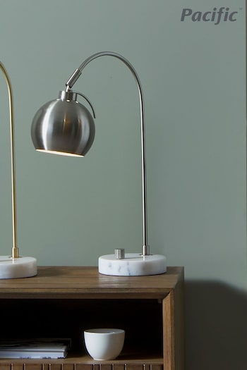 Pacific Silver Feliciani Brushed Metal And Marble Task Lamp (D45492) | £90