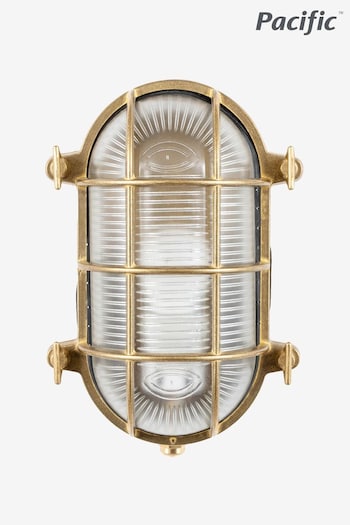 Pacific Antique Brass Montana Metal Caged Oval Outdoor Wall Light (D45503) | £135