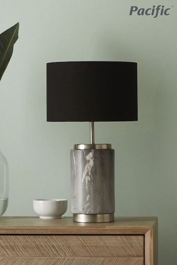 Pacific Grey Carrara Marble Effect Ceramic Table Lamp (D45511) | £80