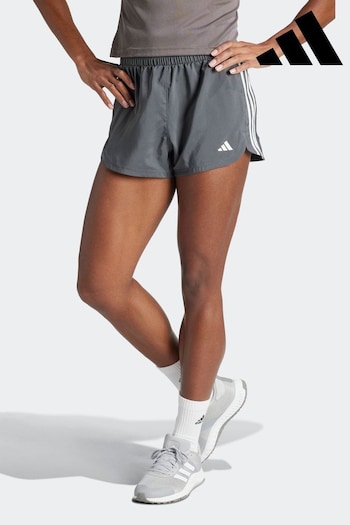 adidas Grey Performance Pacer Training 3 Stripes Woven High Rise Shorts (D45595) | £28