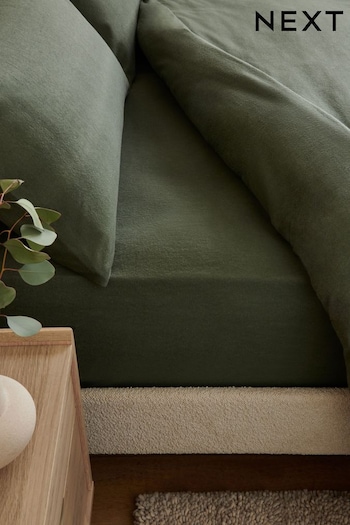 Green 100% Cotton Supersoft Brushed Deep Fitted Sheet (D45620) | £20 - £30