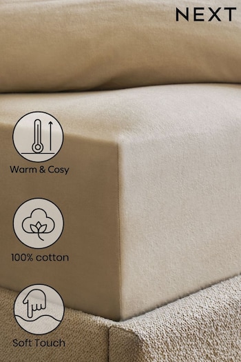 Natural 100% Cotton Supersoft Brushed Deep Fitted Sheet (D45621) | £20 - £30