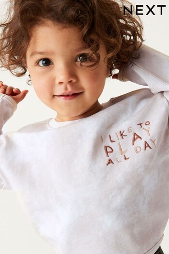 Tan Brown Long Sleeve Tie Dye T-Shirt With Embroidered Graphic (3mths-7yrs) (D45787) | £10 - £14