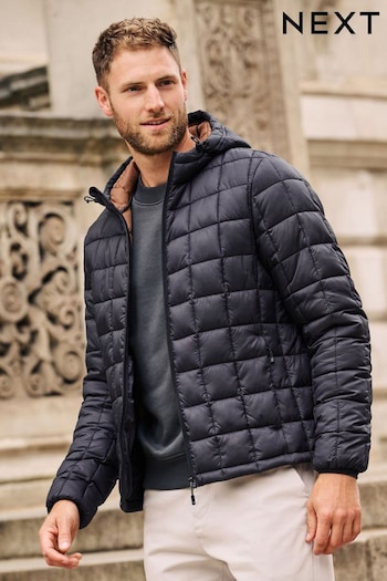 Navy Blue Shower Resistant Lightweight Square Quilted Jacket (D45804) | £55