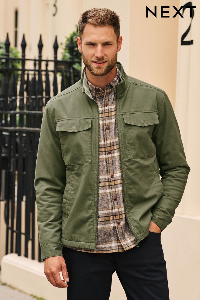 Mens suede discount borg jacket