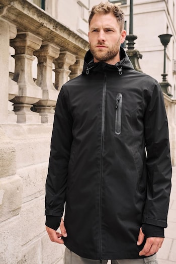 Black Long Waterproof Coat (D45822) | £80