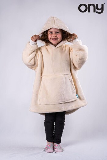 Cream Ony Soft Cosy Fleece Extra Thick Oversized Blanket Hoodie (D45848) | £27