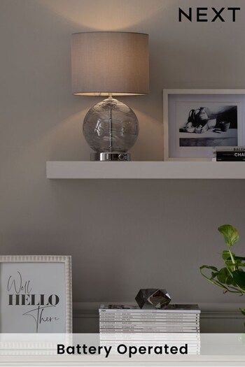 Brushed Chrome Drizzle Battery Operated Table Lamp (D45914) | £65