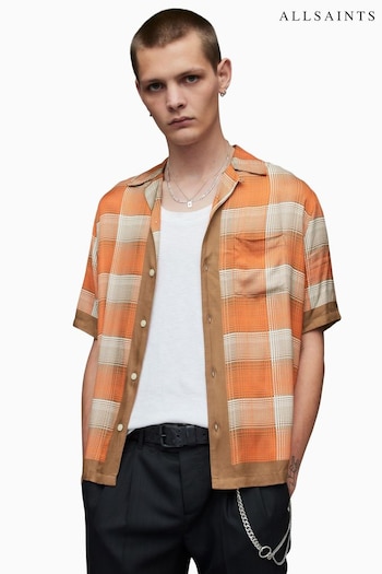 AllSaints Orange Suburus Short Sleeve Shirt (D45979) | £119