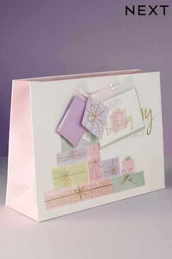 Multi Present Birthday Card and Gift Bag Flower Set (D46027) | £4