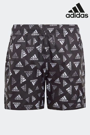 adidas Black Logo Print CLX Swim Jason Shorts (D46060) | £23