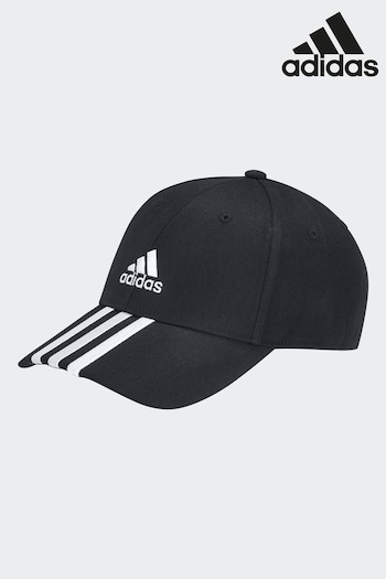 adidas Black Performance 3-Stripes Cotton Twill Baseball Cap (D46068) | £18