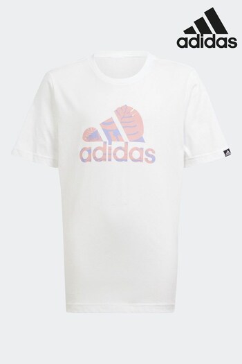 adidas White Badge of Sport Nature T-Shirt Kids (D46089) | £13
