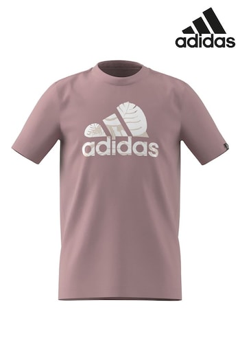 adidas Pink Badge of Sport Nature T-Shirt Kids (D46090) | £13
