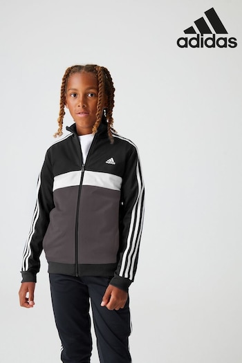 adidas Black Sportswear Essentials 3-Stripes Tiberio Tracksuit (D46095) | £38