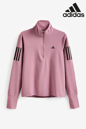 adidas Pink Performance Running Own The Run 1/2 Zip Sweatshirt (D46146) | £55