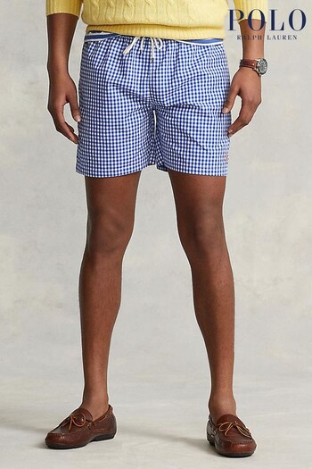 Polo Ralph Lauren Blue Gingham Traveller Swim Shorts (D46205) | £99
