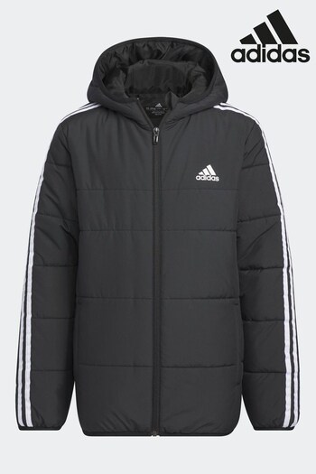 adidas Black Junior 3-Stripes Padded Jacket Kids (D46224) | £70