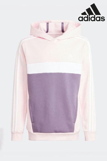 adidas Pink Tiberio 3-Stripes Colorblock Fleece Hoodie Kids (D46242) | £33