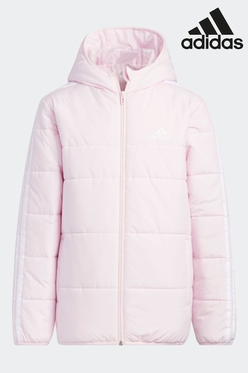 adidas noir Pink Sportswear 3-Stripes Padded Jacket Kids (D46283) | £70