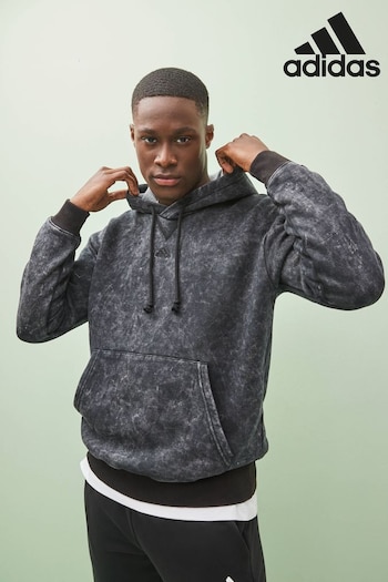 adidas Black Girls Sportswear Garment-Wash Hoodie (D46300) | £50