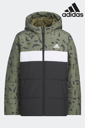adidas Green Junior Colorblocked Padded Jacket (D46316) | £75