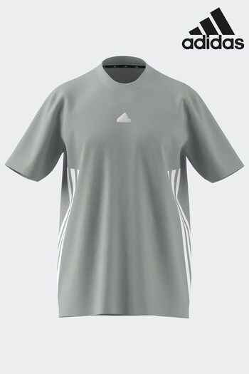 adidas Grey Sportswear Future Icons 3-Stripes T-Shirt (D46347) | £33