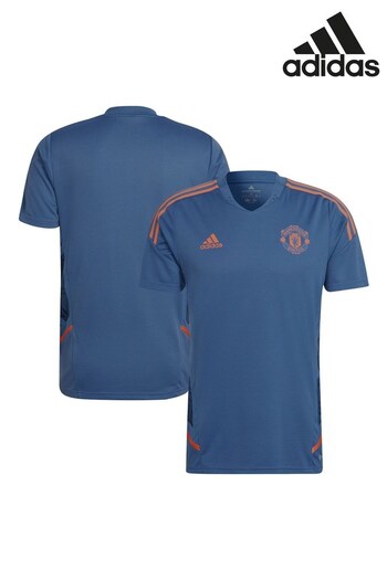 adidas Blue Manchester United Pro Training Football Jersey (D46481) | £63