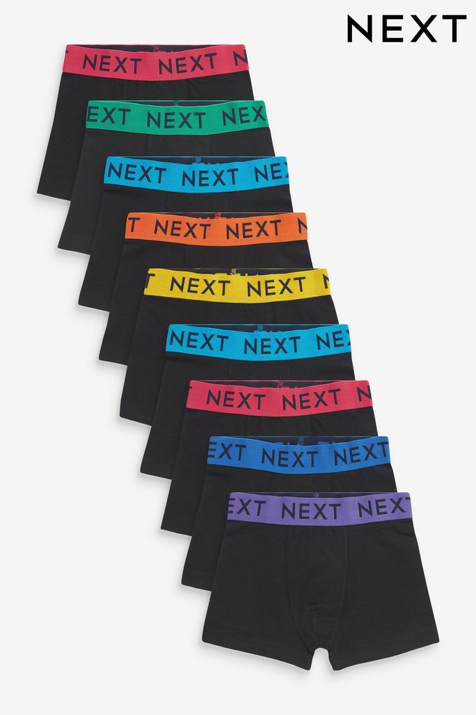 Black Bright Waistband Trunks 10 Pack (1.5-16yrs) (D46532) | £27 - £32