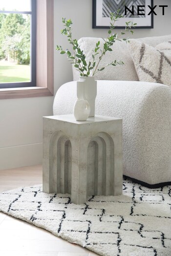 Grey Travertine Effect Side Table (D46555) | £115