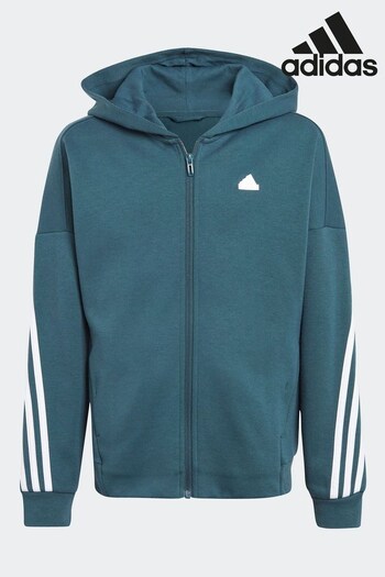 adidas Green Future Icons 3-Stripes Full-Zip Hoodie (D46569) | £38