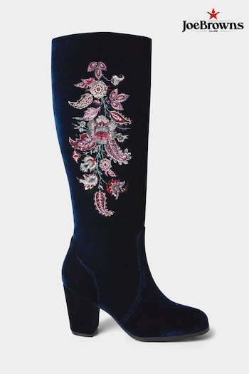 Joe Browns Blue Opulence Embroidered Velvet Boots (D46576) | £95